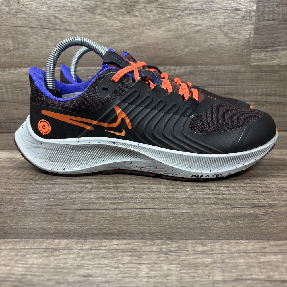 Nike Air Zoom Pegasus 38 Shield Black Orange Womens Size 8.5 DC4073-003 Running